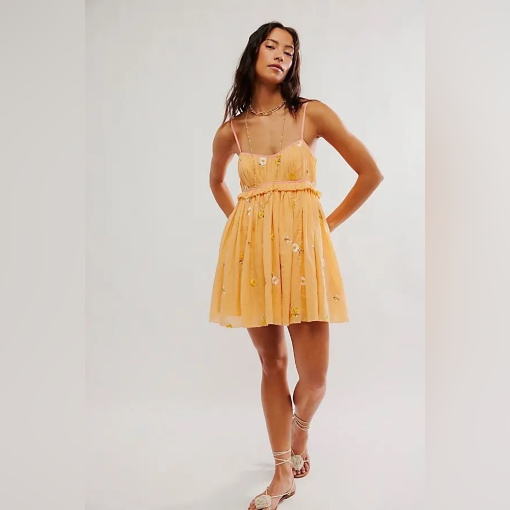 Free People Yellow Floral Mini Dress - Picture 3 of 16